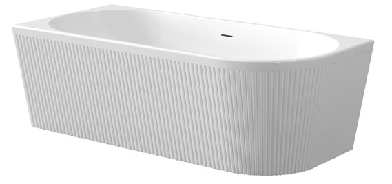 Ryflowana wanna narożna wolnostojąca przyścienna lewa 170 cm Glamour Invena AN-02-12L-M