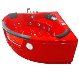 Czerwona wanna z hydromasażem narożna 152x152 cm MO-1004