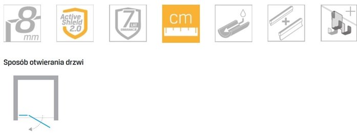 Złote drzwi prysznicowe uchylne 80 cm lewe EXK-4671 Eventa Gold Shine New Trendy