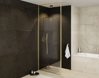 Złota ścianka prysznicowa wspornik sufitowy 100 cm Icon Gold Besco