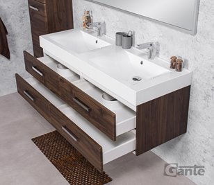 Szafka łazienkowa wisząca z umywalką 140 cm 50/4 Nela Fokus kolor orzech