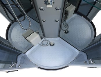 Kabina prysznicowa z hydromasażem półokrągła zabudowana czarna 80x80 MO-0513AB