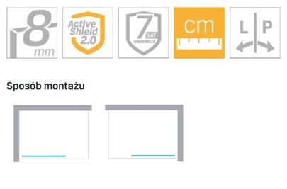 Czarny parawan wannowy 80x150 EXK-0293 New Modus Black