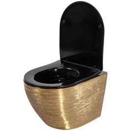 Złota szczotkowana misa wc wisząca Rimless Carlo Flat Black Rea