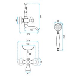 Złota szczotkowana bateria wannowa retro Rustico Rea