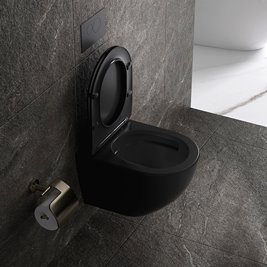 Czarna matowa miska wc wisząca Rimless Nero Tornado NERO-MTB-03 Hydrosan