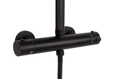 Czarny zestaw prysznicowy z termostatem Tom Rea