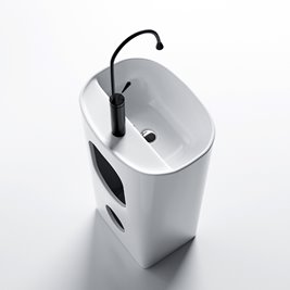 Umywalka wolnostojąca ceramiczna owalna biała 49x37x83 cm CLARO-WH-490