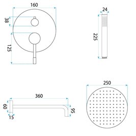 Zestaw prysznicowy podtynkowy box Lungo Diamond Rea miedź szczotkowana REA-P5697 zdjęcie 9