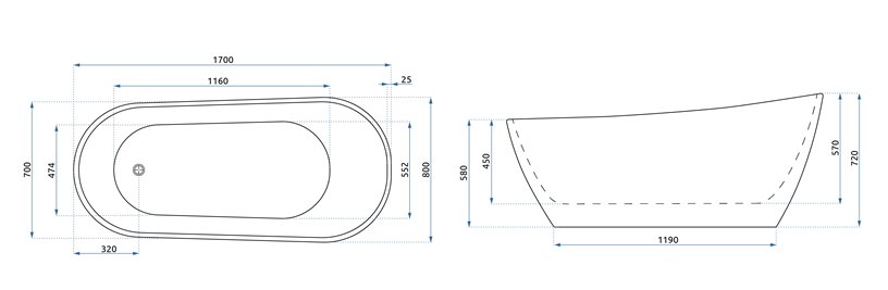 Wanna wolnostojąca akrylowa 170 cm Cori Rea