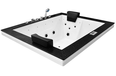 Brązowa prostokątna wanna z hydromasażem 180x150 cm MUS-1089B