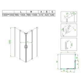 Kabina prysznicowa 100x100 kwadratowa drzwi rozsuwane ZBD-1063