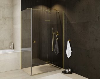 Złota prostokątna kabina prysznicowa 120x90 prawa Pixa Gold Besco