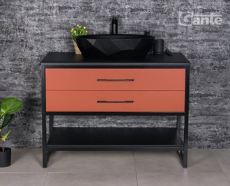 Szafka stojąca z czarną umywalką kolor ceglasty loft 100 cm seria New York