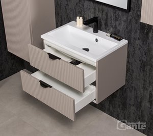 Szafka łazienkowa z lamelami wisząca z umywalką 60 cm 39/2 Victa Lamello kolor fume mat