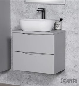 Szafka łazienkowa wisząca ONDA 60 cm szara z białą umywalką Gante