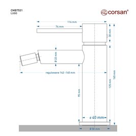 Złota szczotkowana bateria bidetowa CMB7531BGL Lugo Corsan zdjęcie 5