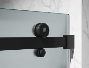 Kabina prysznicowa narożna 150x80 cm szkło 8mm mleczne profile czarny mat Swiss Liniger