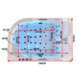 Wanna z hydromasażem asymetryczna Venezia 761 L 180x120