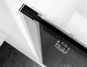 Drzwi prysznicowe rozsuwane prawe/lewe do wnęki 88-91 cm szkło 8mm grafitowe profile chrom Swiss Liniger