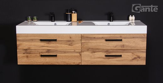 Szafka wisząca z umywalką 160 cm kolor dąb naturalny 50/4 NELA seria Fokus Loft Gante