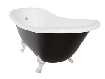 Czarno-biała wanna wolnostojąca 160 nogi chrom Otylia B&W Besco WKO-160-BWC