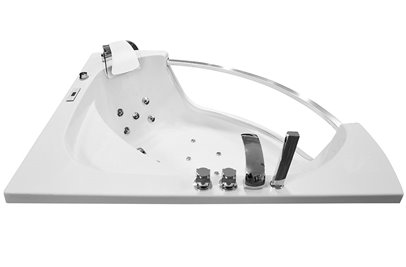Wanna z hydromasażem narożna 135x135 cm MO-0057 biały zagłówek