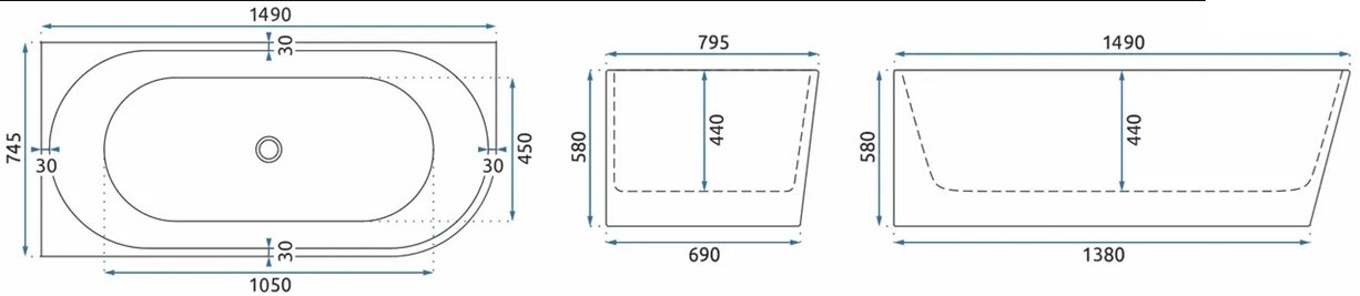 Wanna przyścienna narożna lewa 150 cm Sydney Rea