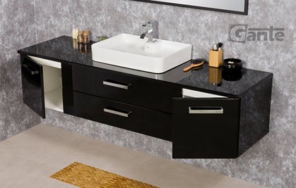 Czarna szafka wisząca z umywalką 180 cm Luna seria Fokus C
