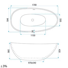 Wanna ryflowana owalna 170 cm Carmen Rea zdjęcie 12