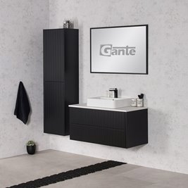 Szafka łazienkowa wisząca frezowana z umywalką 100 cm Mirage kolor czarny mat