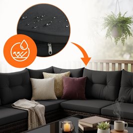 Zestaw mebli ogrodowych z technorattanu narożnik, stół, pufy Toledo brąz zdjęcie 12