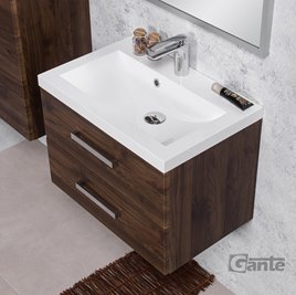 Szafka łazienkowa wisząca z umywalką 60 cm 39/2 Fokus kolor orzech