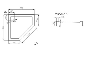 Brodzik prysznicowy pięciokątny 80x80 cm BVT5C80/14 Bravat