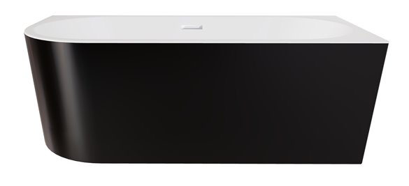 Wanna przyścienna czarno-biała narożna prawa syfon z przelewem chrom 170 cm Zoya B&W Besco WAS-170ZBP