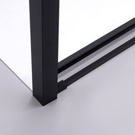 Czarna prostokątna kabina prysznicowa Super Slim Nova 90x80 drzwi rozsuwane
