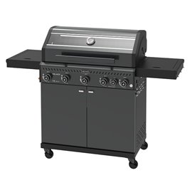 Grill gazowy ZEUS-D kolor czarny ruszt żeliwny moc 17,5 kW + pokrowiec + palnik boczny + LED