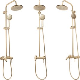 Złoty szczotkowany zestaw prysznicowy z wylewką Luis Rea Gold Brush
