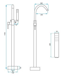 Bateria umywalkowa w kolorze miedzianym Lungo Rea
