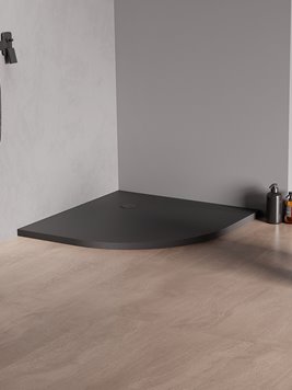 Brodzik półokrągły 80x80 konglomerat kolor antracyt New Trendy Nex Shade B-0497