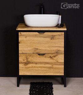 Szafka stojąca z białą umywalką styl loftowy 60 cm seria New York