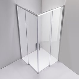 Chromowana kabina prysznicowa kwadratowa Super Slim Nova 80x80 drzwi rozsuwane