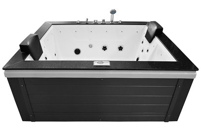 Szara prostokątna wanna z hydromasażem, obudowa grafitowa 180x150 cm MUS-1089